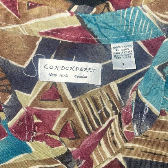 Vintage London Derry AOP Button T-shirt Large - Picture 3 of 4